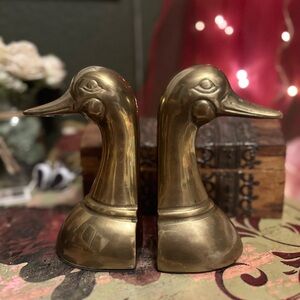 Vintage Brass Duck Bookends